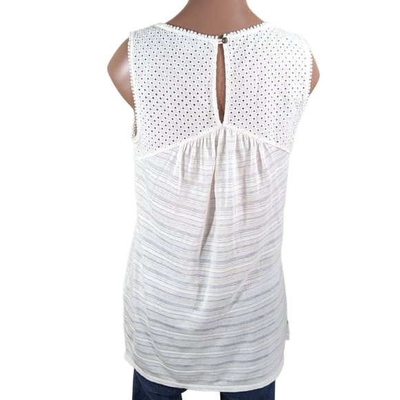 Lucky Brand XS Women's Cotton Ivory Eyelet Tank Top - Picture 7 of 8